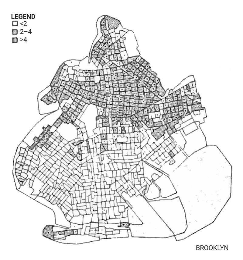 Figure 1, panel A is a 1977 New York FAIR plan coverage map for Brooklyn.