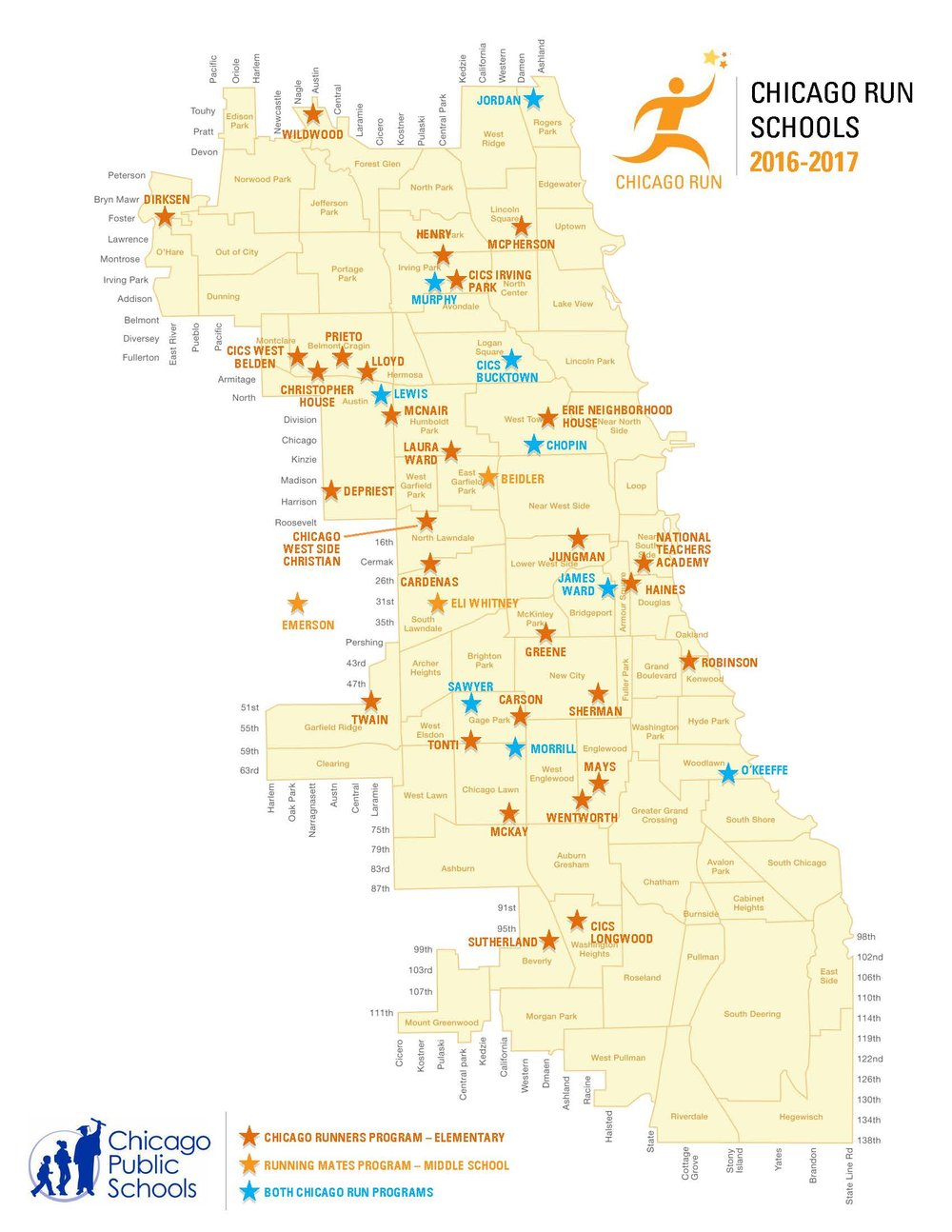 Chicago Runs schools, 2016-2017