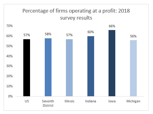 Percentage of firms operating at a profit: 2018 survey results