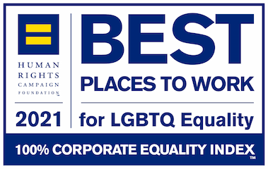 The Human Rights Campaign's 2021 Corporate Equality Index seal, denoting the Chicago Fed as on the bets places to work for LGBTQ equality. 