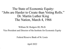 The State of Economic Equity: Jobs are Harder to Create than Voting Rolls
