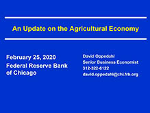 Title slide for David Oppedahl's webinar 'An Update on the Agricultural Economy'