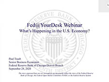 Title slide for the webinar 'What's Happening in the U.S. Economy' 