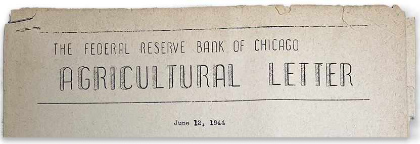The Federal Reserve Bank of Chicago Agricultural Letter 1944 edition photo