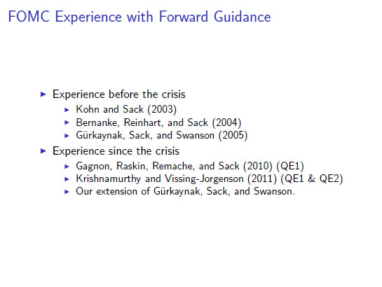 fomc experience with forward guidance