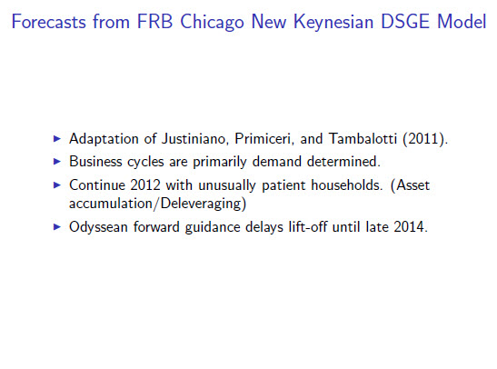 forecasts from frb chicago new keynesiam dsge model