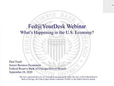 Title slide for the webinar 'What's Happening in the U.S. Economy'