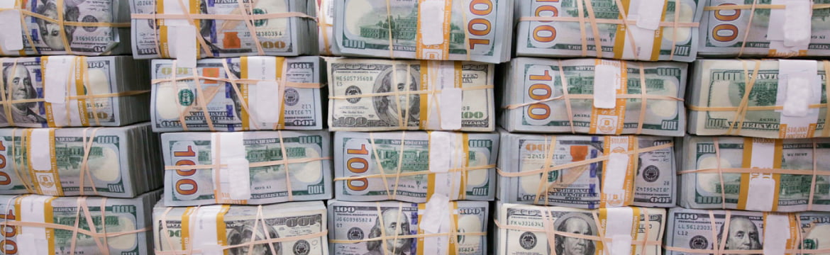 Bundles and stacks of cash