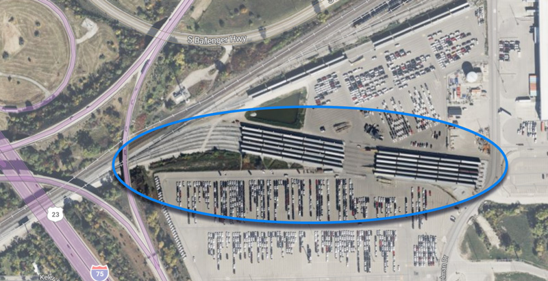 Figure 2 is satellite picture from Google Maps showing a freight rail spur at General Motors’ truck plant in Flint, Michigan.