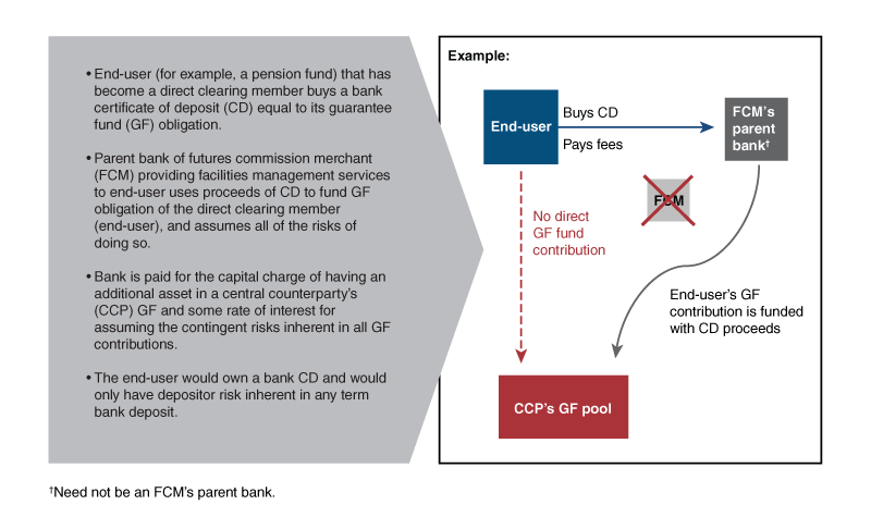 An illustration of the alternate process for end-user that has become a direct clearing member to meet its guarantee fund obligation.
